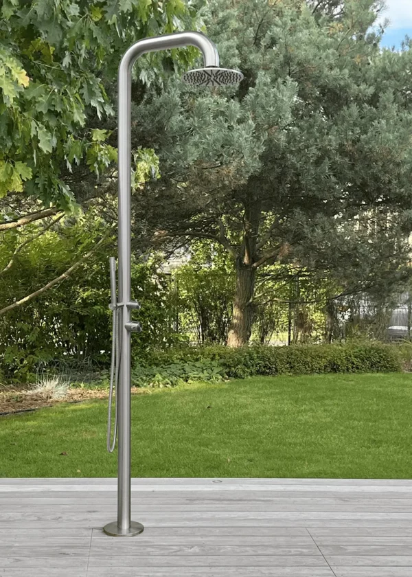 Aussendusche TORRENTE, Gartendusche für Kaltwasser mit Regenduschkopf und Handbrause